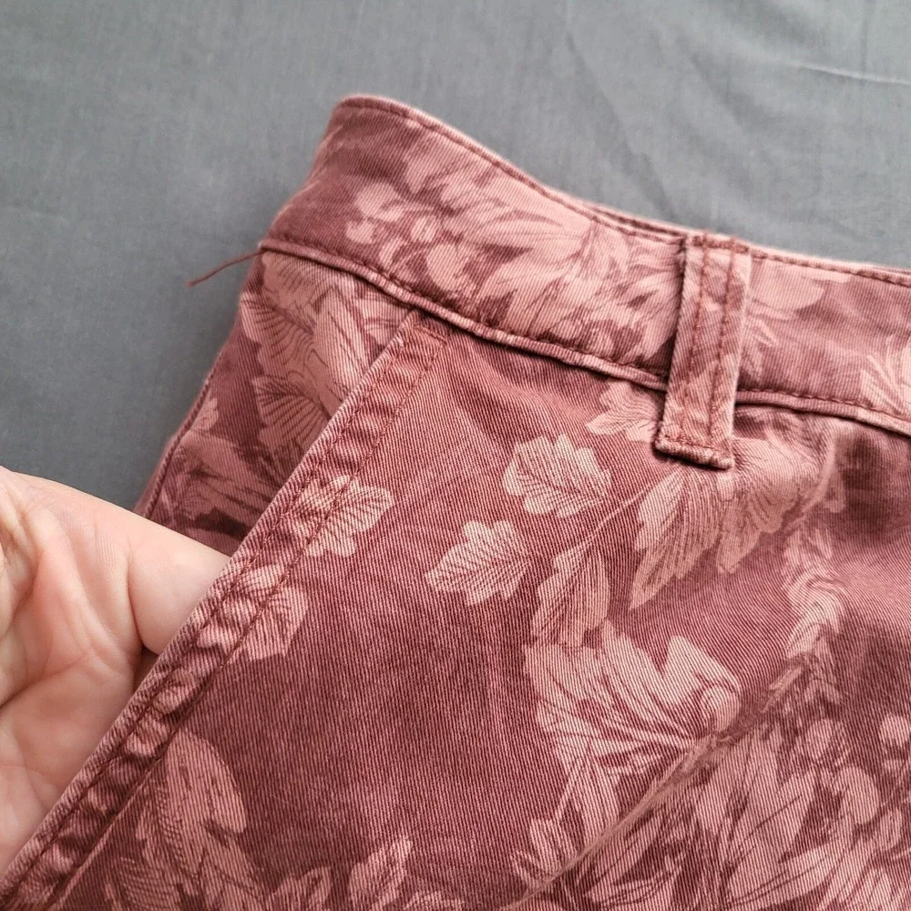 ana A New Approach Womens Mauve Floral Mid‎ Rise Twill Shorts Size 6 Boho Y2K
